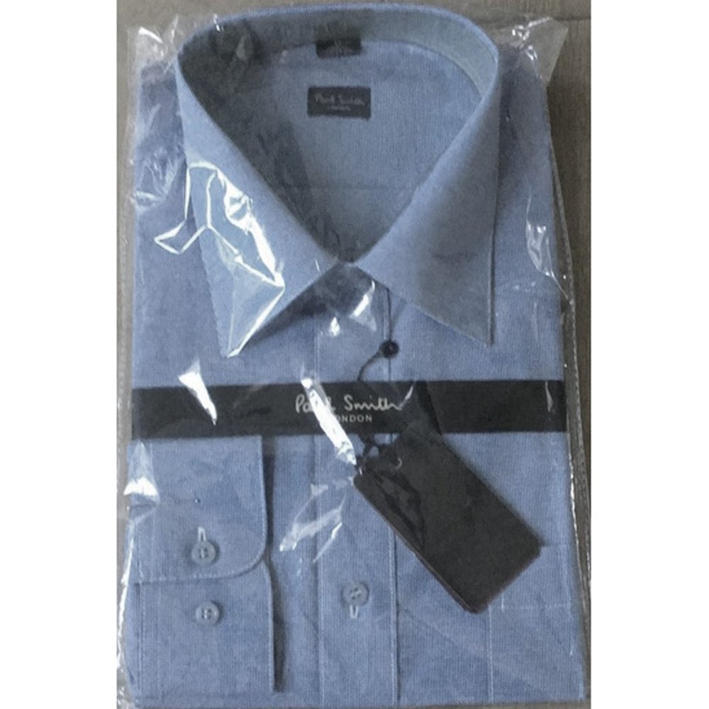 NEW Paul Smith Dress Shirt! 17 Blue Check Spread Collar Still in Packaging